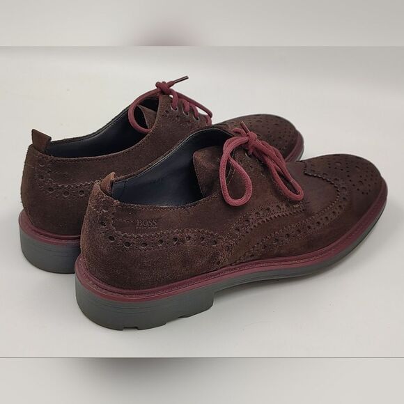 Hugo Boss Oxford Bokio Wingtip Men's Brown Suede Brogue Shoes Sz 41 - Picture 11 of 16